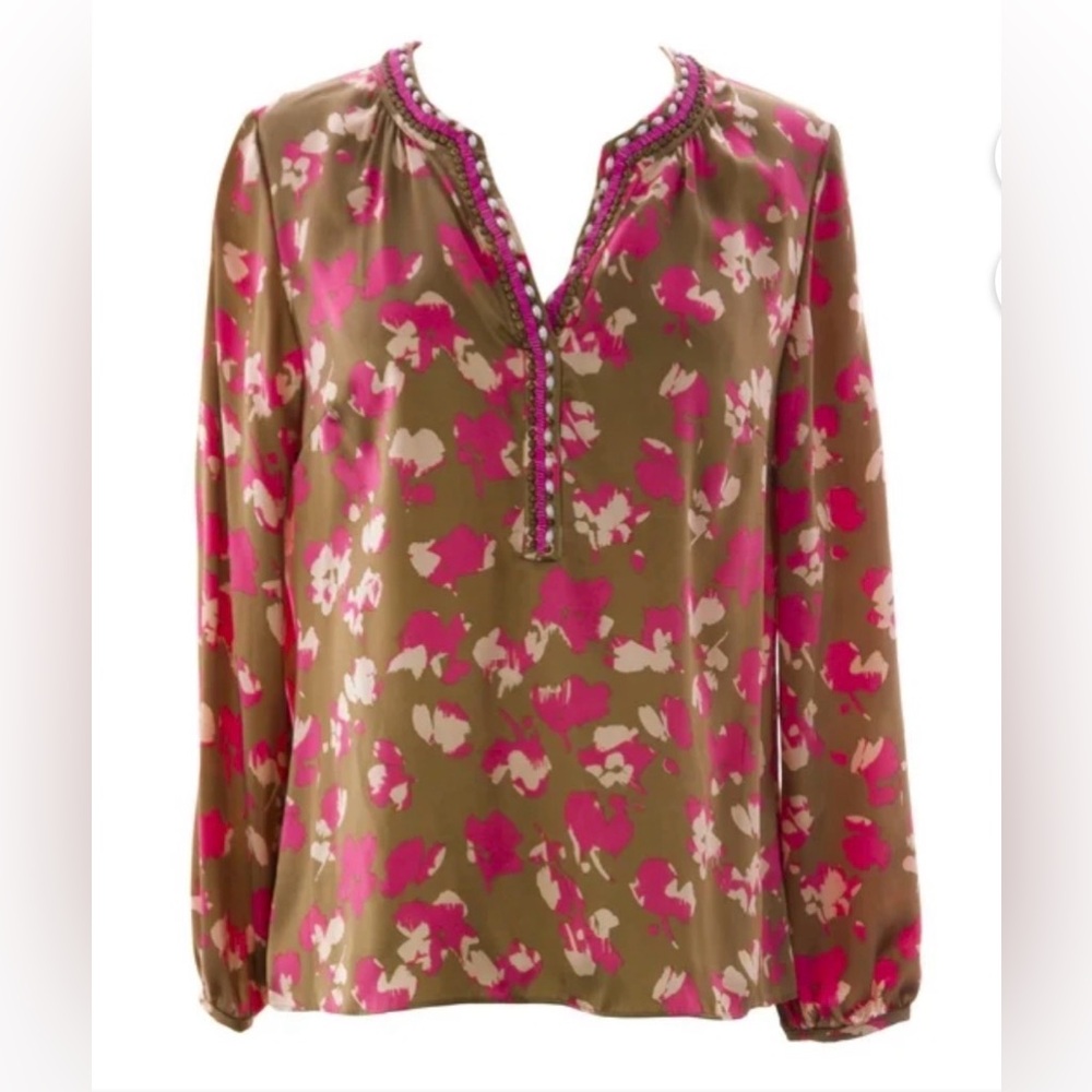 BODEN Women's Beaded Placket Evening Top US Sz 6. NWT. MSRP $80